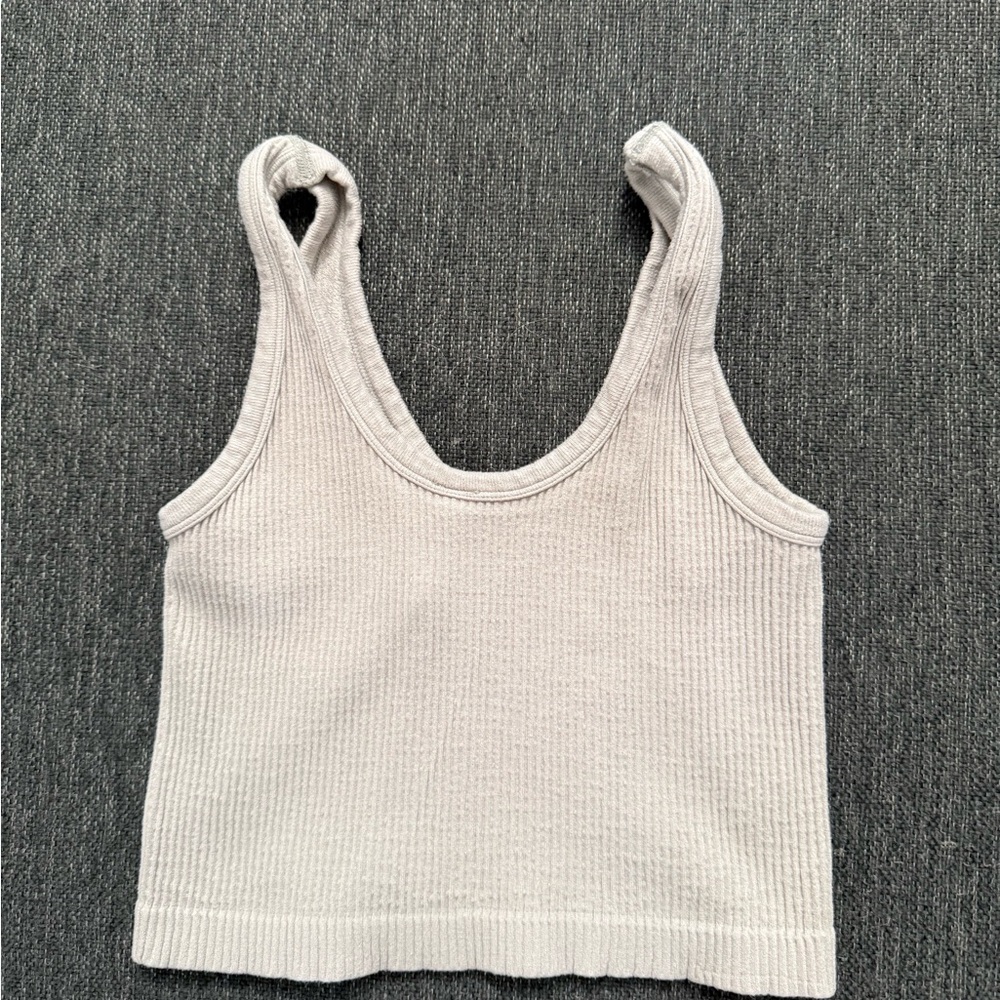 Mono B Women's Gray Ribbed Tank Top size S\XS - Picture 6 of 9
